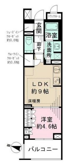 ザ・パークハウス文京白山 2階 1LDKの間取り