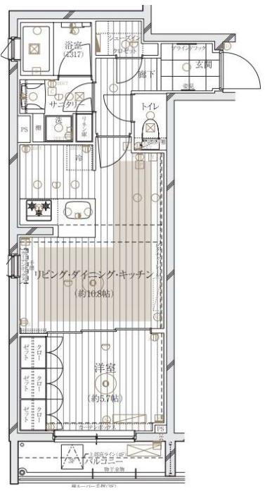 【築浅ペット可】レガリス文京大塚 3階 1LDKの間取り