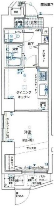 シンシア本郷三丁目 5階 1Kの間取り