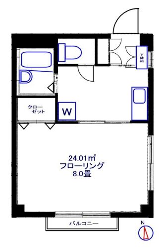 菊坂ハイム 3階 1Kの間取り