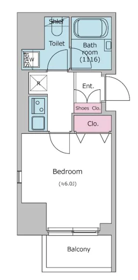レジディア文京本郷Ⅱ 4階 1Kの間取り
