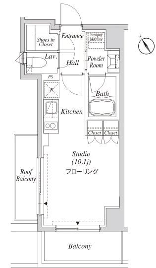 カーサスプレンディッド小石川 5階 1Rの間取り