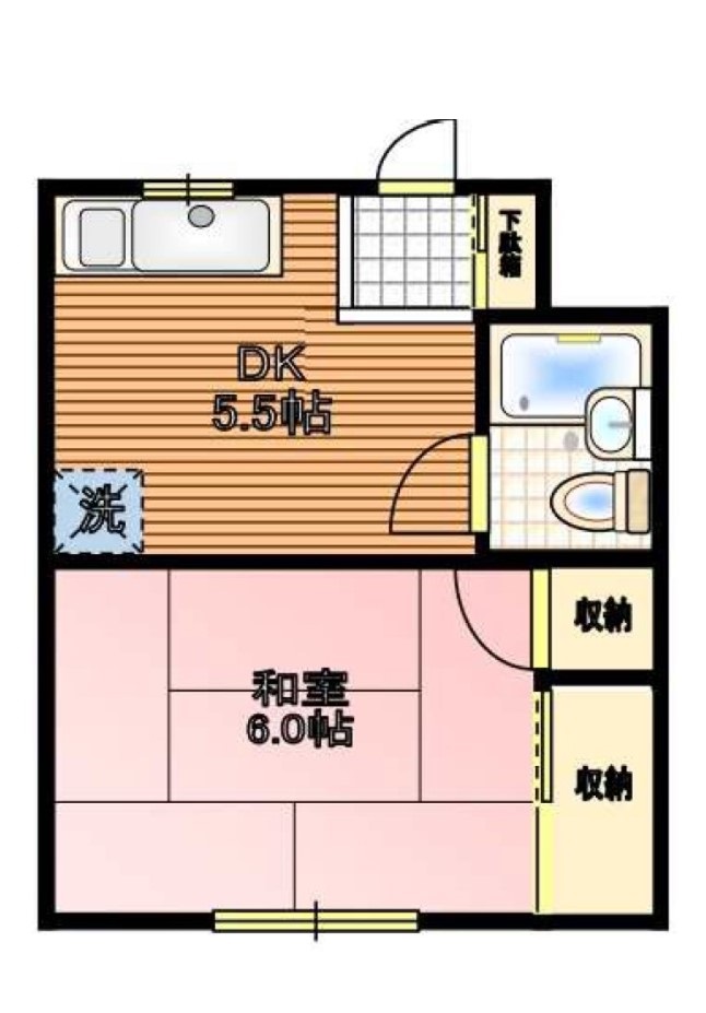 長井ハイツ 2階 1DKの間取り