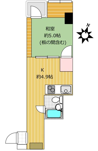 GSハイム御茶ノ水 5階 1Kの間取り