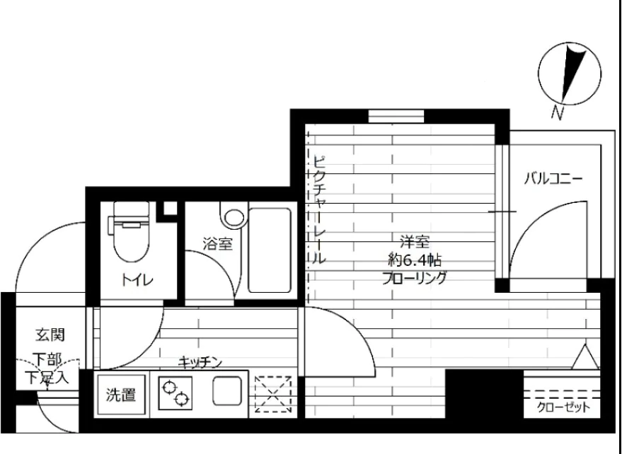 ステージファースト本郷 4階 1Kの間取り