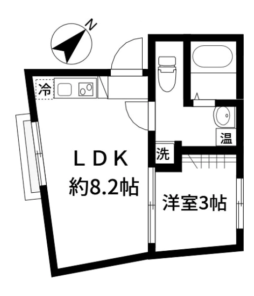 Omoci de Sengoku 5階 1LDKの間取り