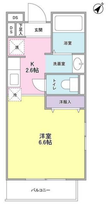 カーサ・フォンタナ 3階 1Rの間取り