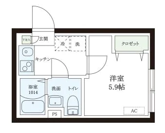 【新築】レピュア本郷レジデンス 4階 1Kの間取り