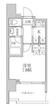 レジディア文京本郷Ⅲ 4階 1Kの間取り