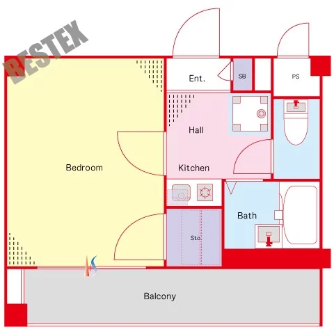 ホワイトヒルズ 1階 1Kの間取り