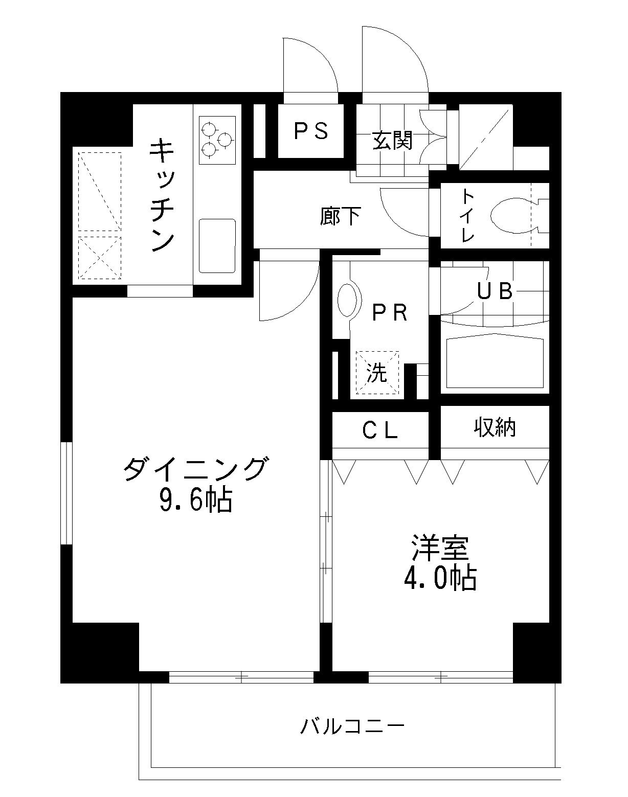 レジディア文京本郷Ⅱ 14階 1LDKの間取り