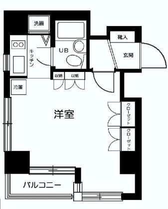 イトーピアアクシス千駄木 8階 1Kの間取り