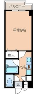 小石川ガーデンハウス 7階 1Kの間取り