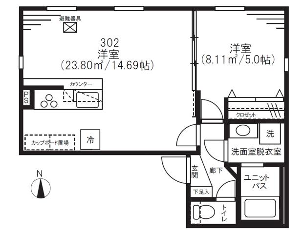 【新築】湯島レジデンス 4階 1LDKの間取り