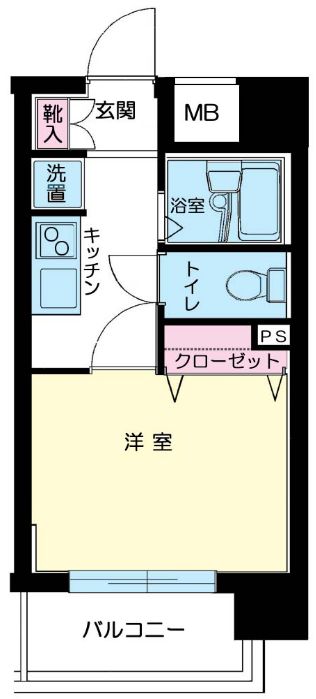 レジオス文京白山 6階 1Kの間取り