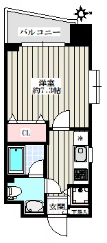 ステージグランデ本郷 6階 1Kの間取り