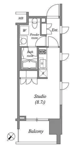 オーパスホームズ千駄木 5階 1Rの間取り