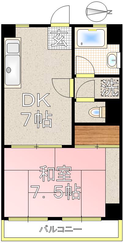 ハイツ熱海 3階 1DKの間取り