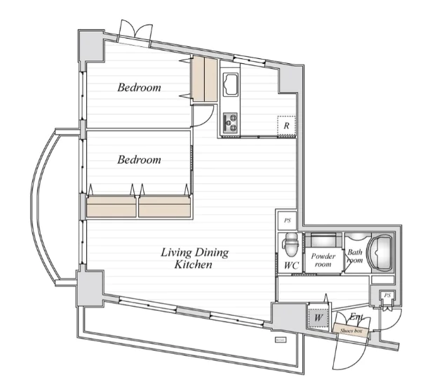 コロネード春日 9階 2LDKの間取り