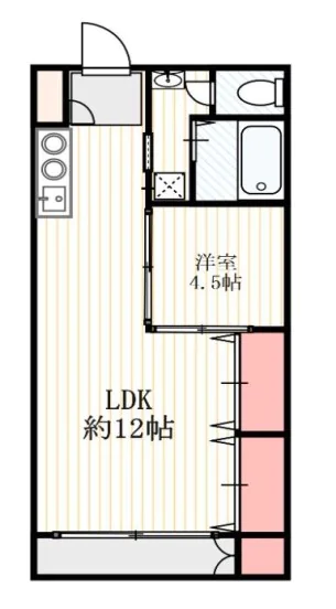 第一大谷マンション 6階 1LDKの間取り