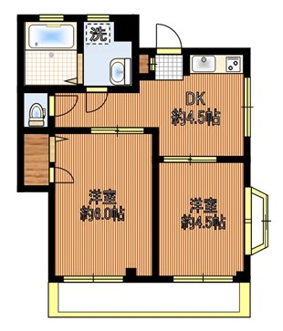 ホープリッヂ目白台 3階 2DKの間取り