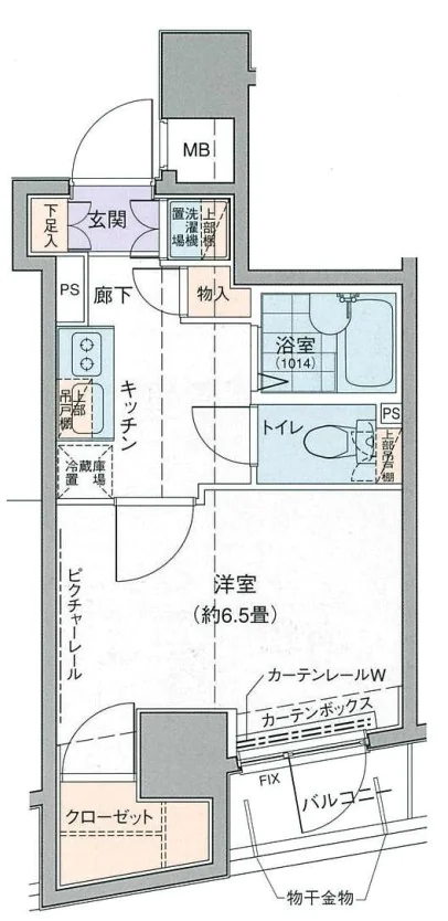 ドルチェ文京千駄木 6階 1Kの間取り