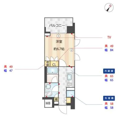 オーパスホームズ千駄木 10階 1Kの間取り