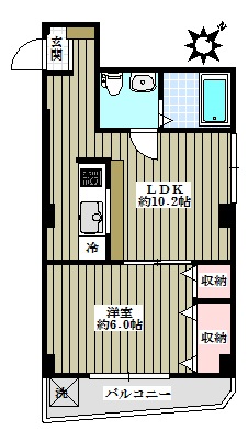 ＫＤビル 2階 1LDKの間取り