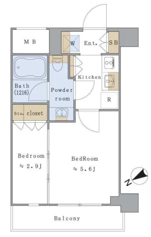 Brillia ist 文京茗荷谷(ブリリアイスト文京茗荷谷) 2階 2Kの間取り