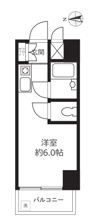 セントヒルズ白山 6階 1Rの間取り