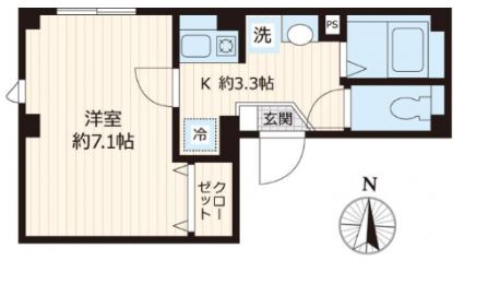 Ｐｉａｒａ本郷 2階 1Kの間取り