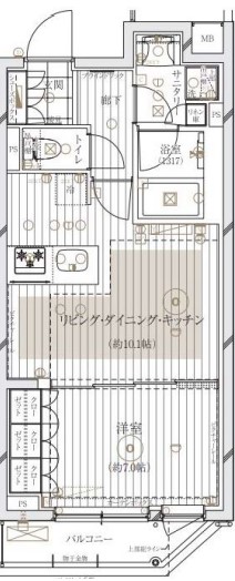 レガリス文京大塚 1階 1LDKの間取り