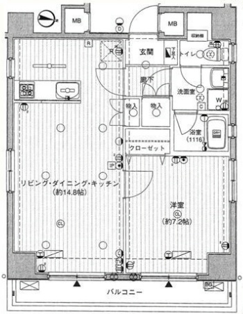 ラグジュアリーアパートメント本郷 2階 1LDKの間取り