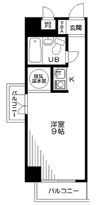 ライオンズマンション文京第３ 4階 1Rの間取り