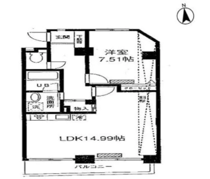 ブルーガーデン小石川　 6階 1LDKの間取り