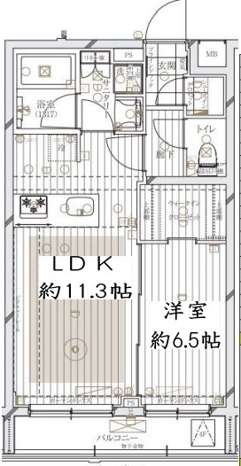 レガリス文京大塚 3階 1LDKの間取り