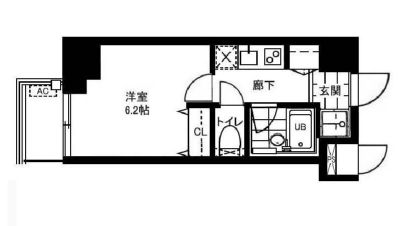 レジディア文京本郷Ⅱ 6階 1Kの間取り