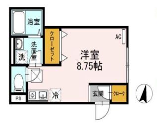 ディアコート豊島ヶ岡 1階 1Rの間取り