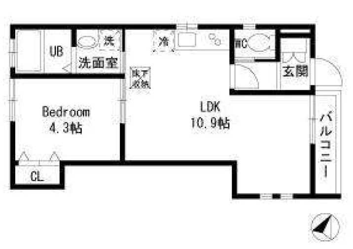 【築浅】Ｍｏｃｈａ　Ｂｌａｎｃｈｅ(モカ　ブランシェ) 1階 1LDKの間取り
