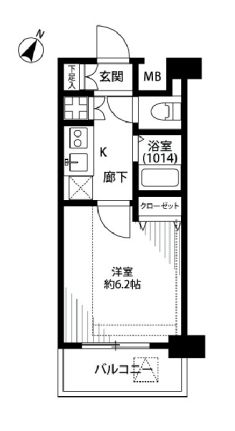 プレール・ドゥーク文京本駒込 3階 1Kの間取り