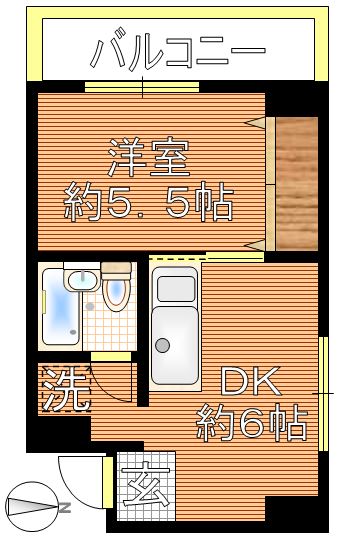 辻ビル 2階 1DKの間取り