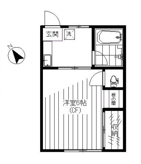 飯田マンション 5階 1Kの間取り