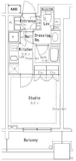 パークアクシス御茶ノ水ステージ 4階 1Kの間取り