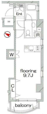 アクロス文京 9階 1Rの間取り