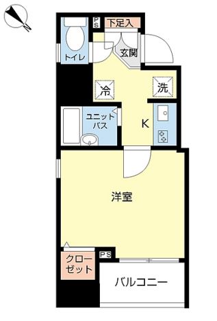 スカイコート本郷東大前弐番館 6階 1Kの間取り