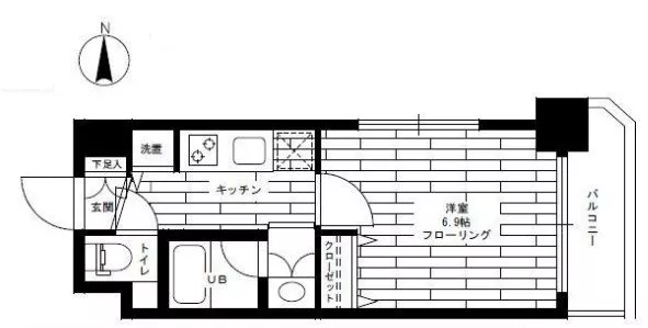 ステージファースト白山Ⅱ 5階 1Kの間取り
