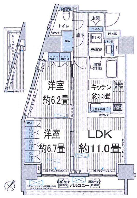 ヒューリックレジデンス駒込 8階 2LDKの間取り