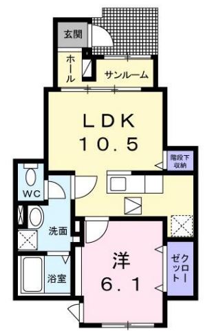 【新築】カルム小日向 1階 1LDKの間取り