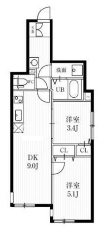 ミハス新大塚 1階 2DKの間取り