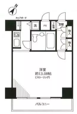 ザ・プラザオーベル白山 9階 1Rの間取り